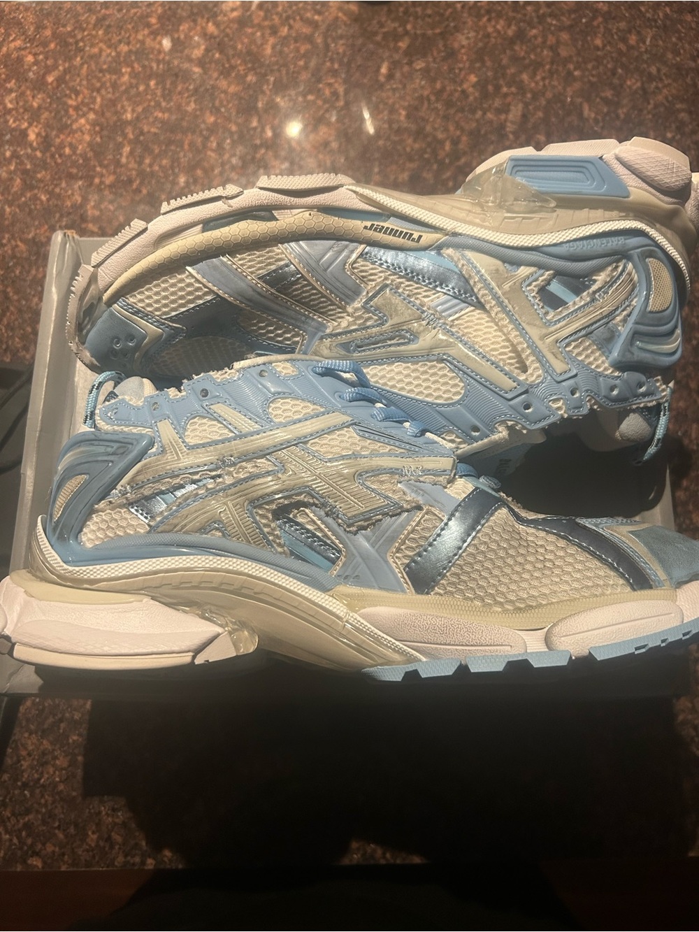 Balenciaga runners light blue and white